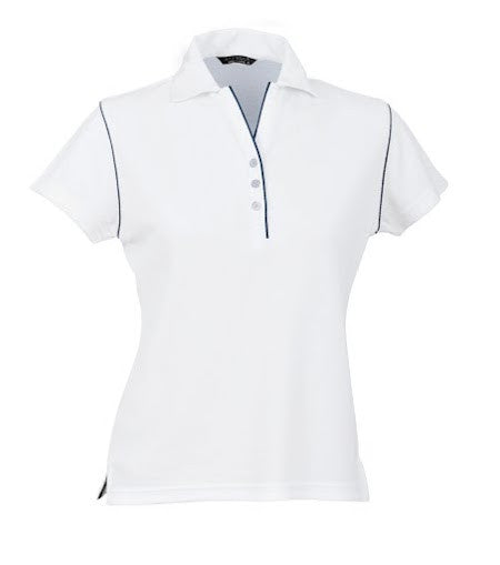 Stencil-Stencil Ladies' Bio-Weave Polo-White/Navy / 8-Corporate Apparel Online - 1