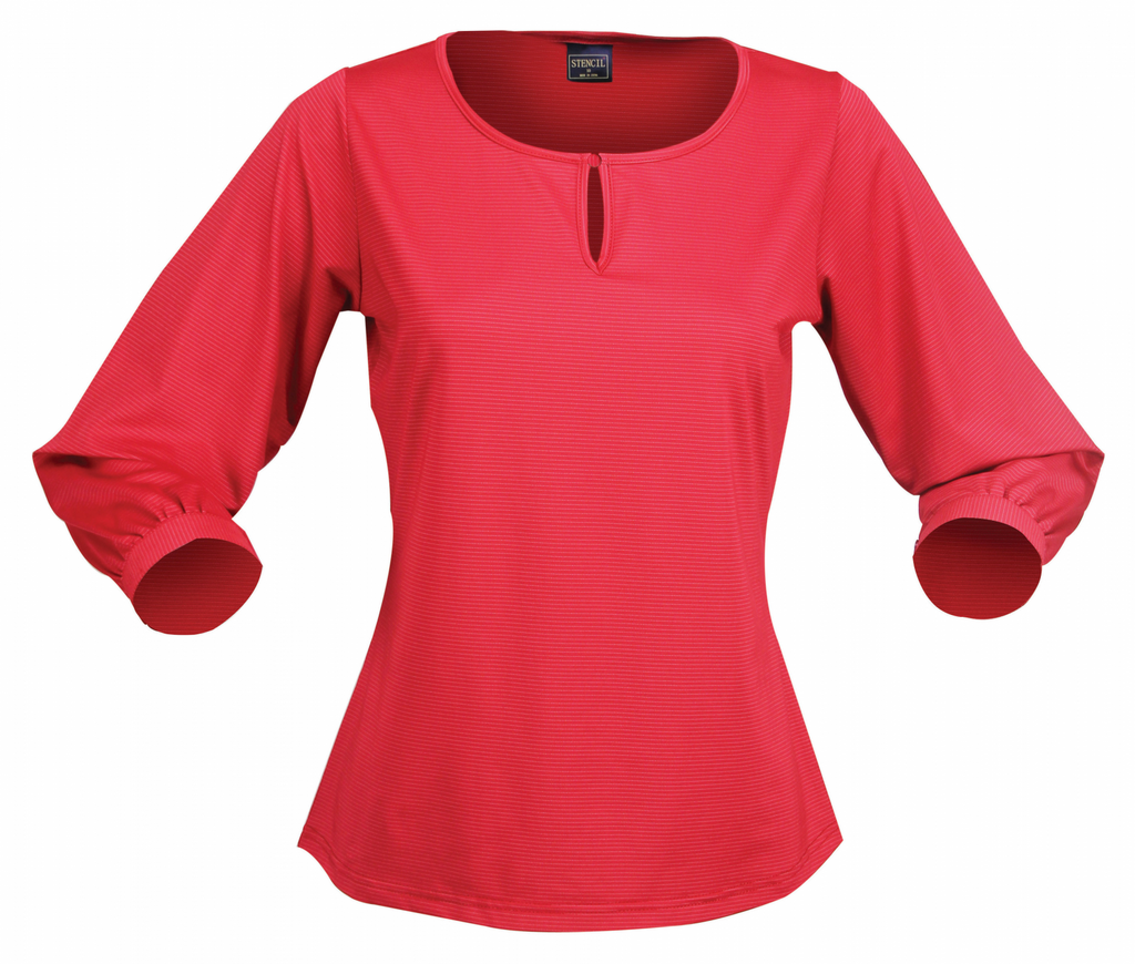 Stencil-Stencil Silvertech Ladies 3/4S Top-8 / Red/Silver-Uniform Wholesalers - 2
