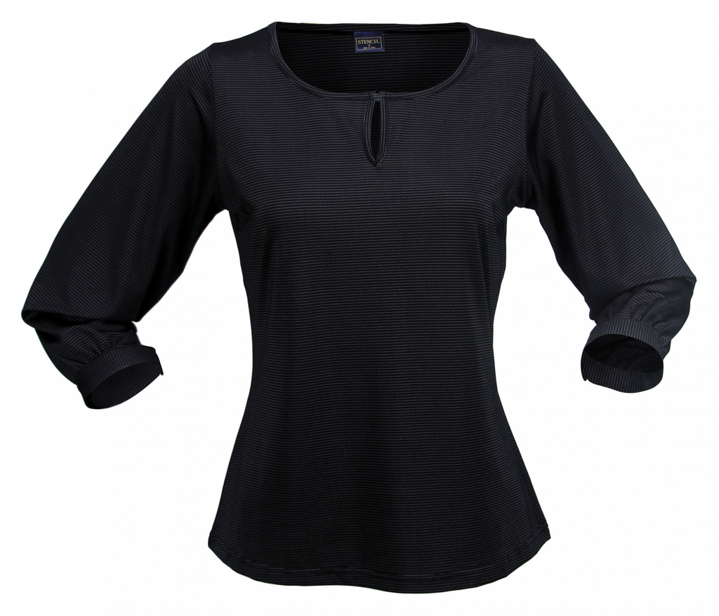 Stencil-Stencil Silvertech Ladies 3/4S Top-8 / Black/Silver-Uniform Wholesalers - 4