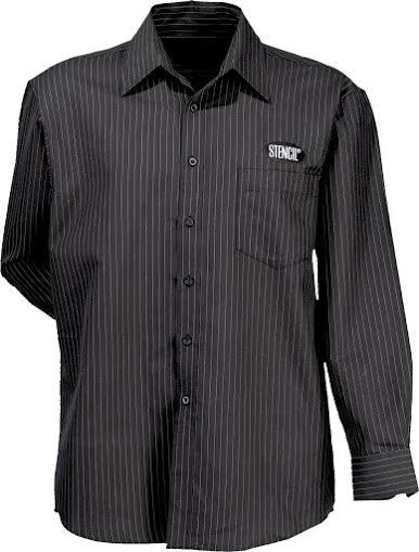 Stencil-Stencil Men's Pin-point Shirt (L/S)-Black/White / S-Corporate Apparel Online - 6