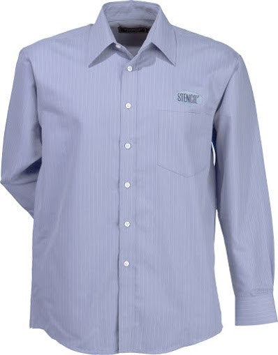 Stencil-Stencil Men's Pin-point Shirt (L/S)-Mid Blue/White / S-Corporate Apparel Online - 4