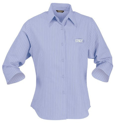 Stencil-Stencil Ladies' Pin-point Shirt (3/4S)-Mid blue/White / 8-Corporate Apparel Online - 4