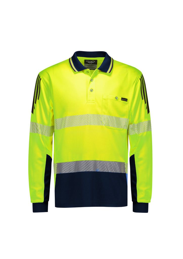 Syzmik Mens Hi Vis Flux Segmented Tape Long Sleeve Polo (ZH550)