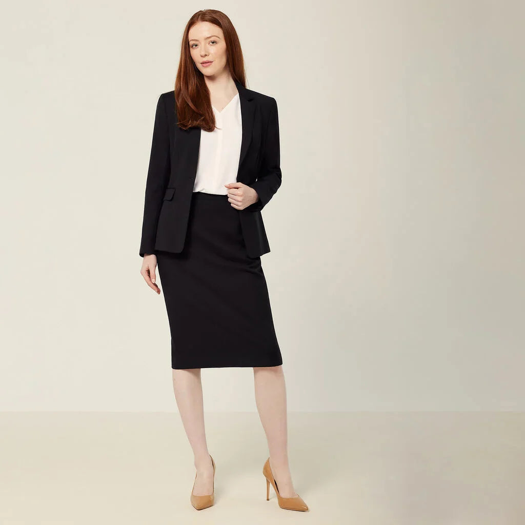 NNT Uniforms Wool Blend Twill Secret Waist Midi Skirt (CAT2RW)