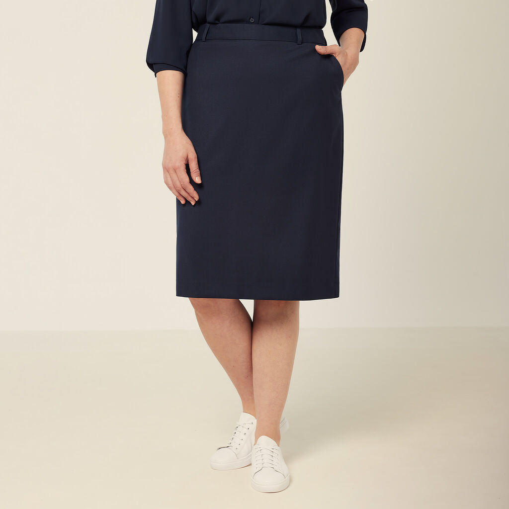 NNT Uniforms Wool Blend Twill Secret Waist Midi Skirt (CAT2RW)