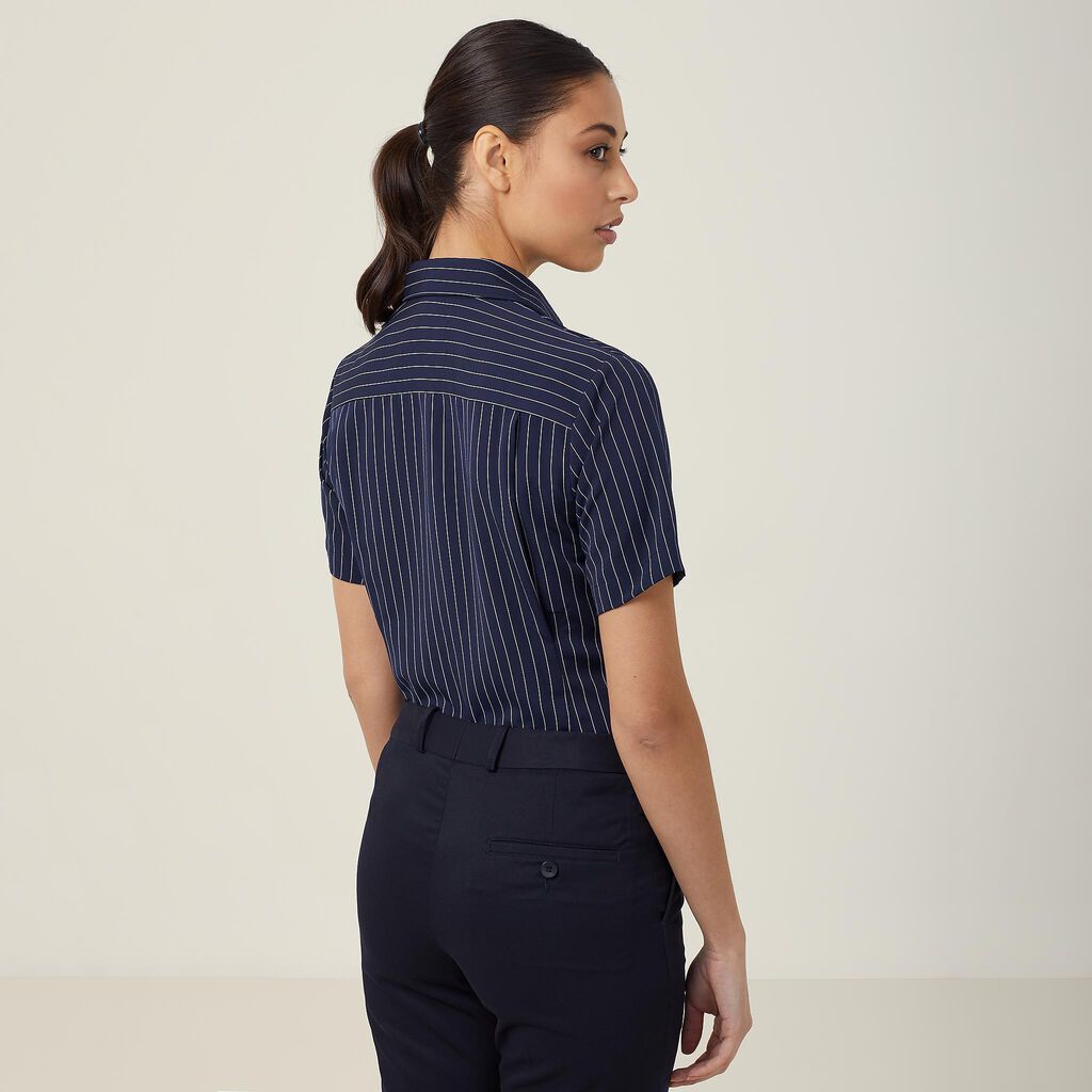 NNT Uniforms Poly Print Stripe S/S Action Bk Shirt (CAT48E)