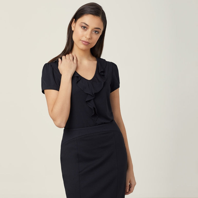 NNT Uniforms Cap Sleeve Ruffle Neck T-Top(CAT48H)
