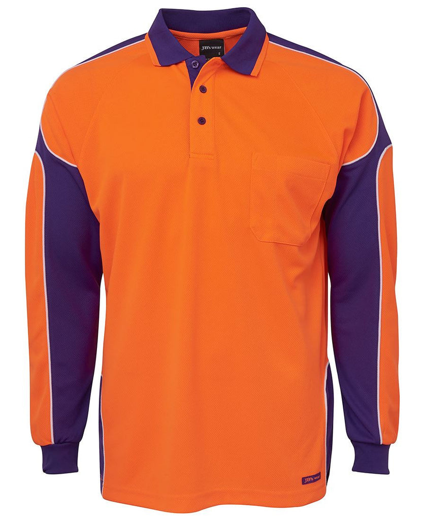 JB's Hi Vis Long Sleeve Arm Panel Polo - Adults (6AP4L)
