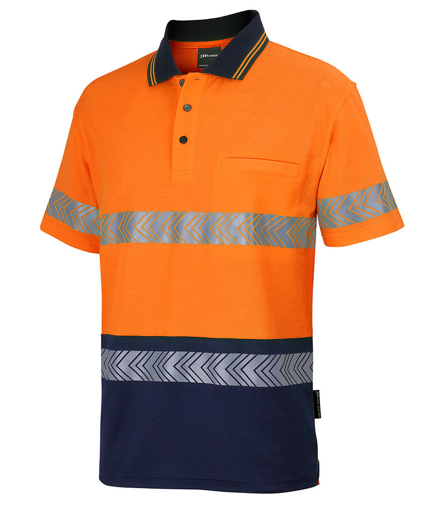 JB's Hi Vis (D+N) Cotton Back S/S Segmented Tape Polo (6HMSS)
