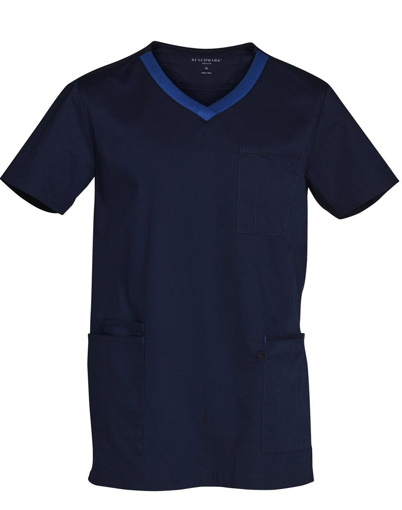 Wining Spirit  Mens V-neck Contrast Trim Scrub Top (M7650 )