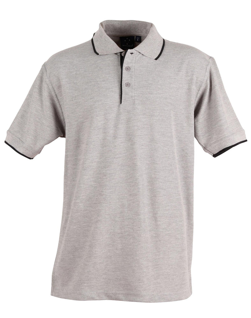 Winning Spirit Men's Contrast Pique Short Sleeve Polo 1st (11 Colour) (PS08)