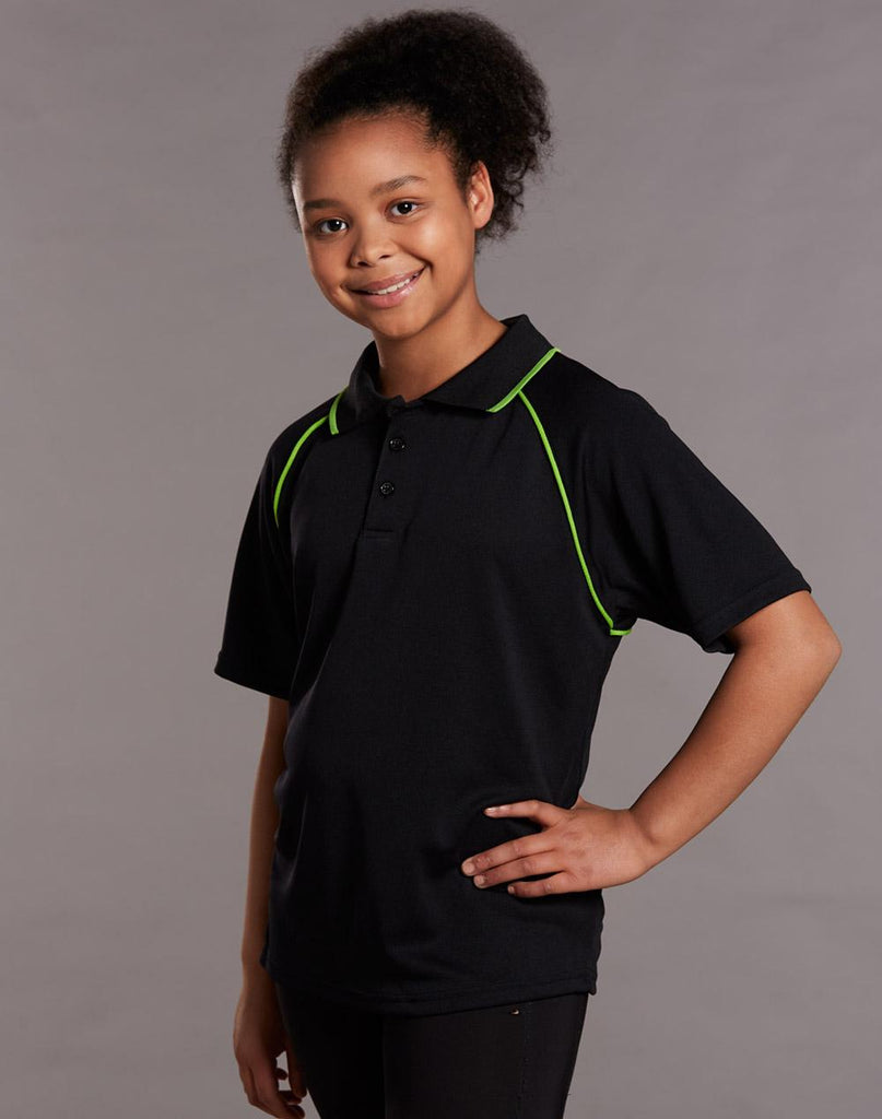 Winning Spirit Champion Kids Cooldry Raglan Short Sleeve Contrast Polo 1st (14 colour) (PS24)
