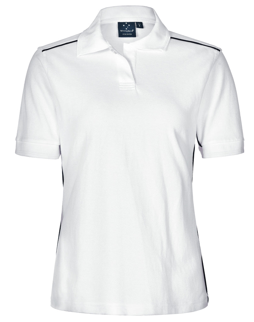 Winning Spirit Men's Pure Cotton Contrast Piping Short Sleeve Polo (PS25)