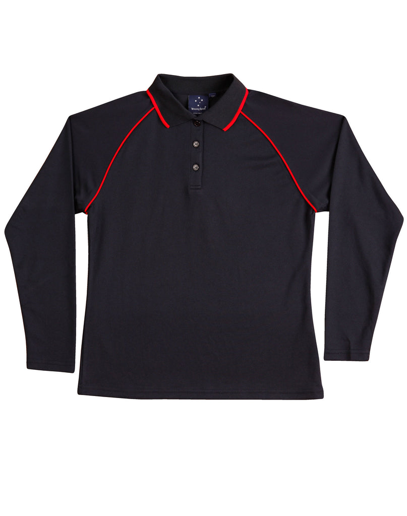 Winning Spirit Ladies' CoolDry® Raglan Long Sleeve Contrast Polo (PS44)