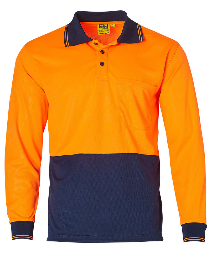 Winning Spirit Hi Visibility Long Sleeve CoolDry Micro-mesh Safety Polo (SW05CD)
