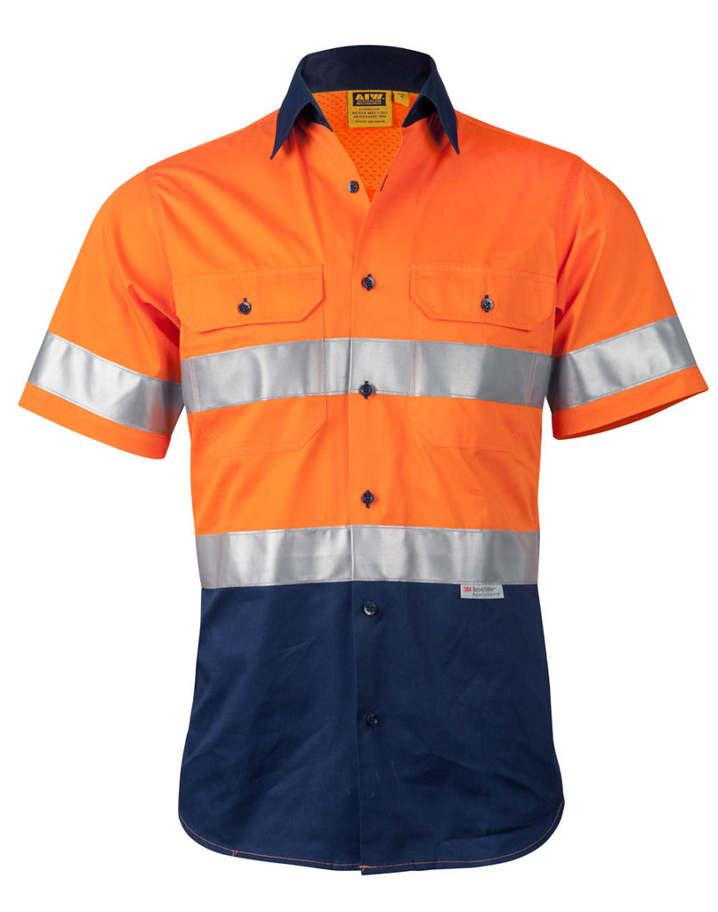 Winning Spirit Men's High Visibility Cool-Breeze Cotton Twill Safety Shirts With Reflective 3M Tapes (SW59)