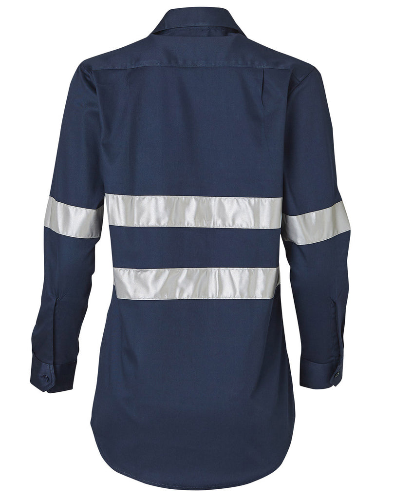 Winning Spirit Womens Cotton Drill Work Shirt With 3m Tapes (WT08HV)