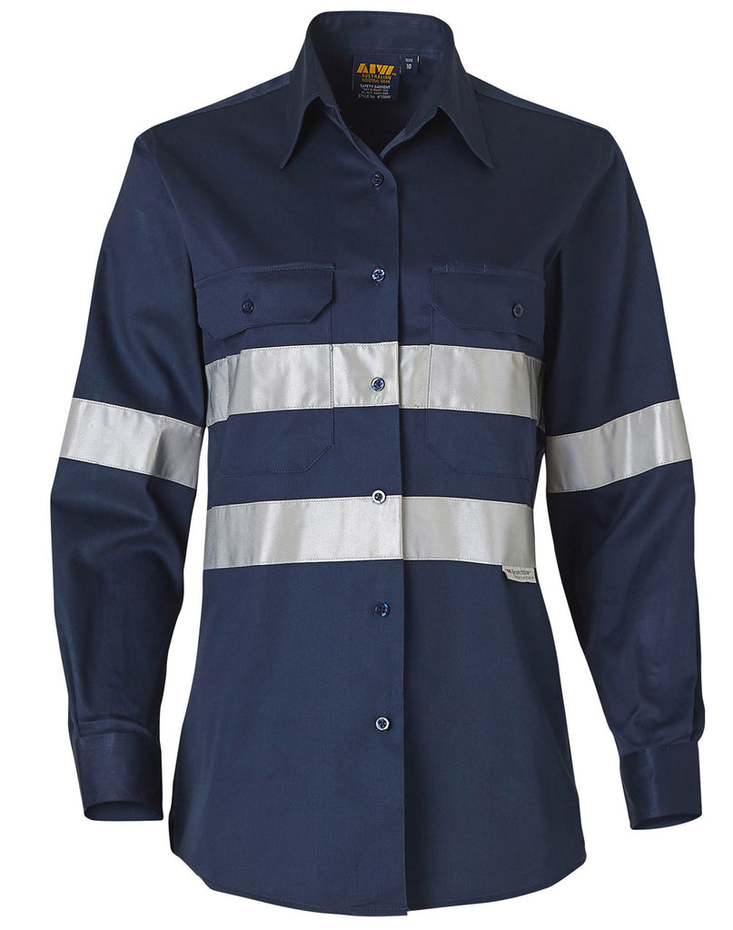 Winning Spirit Womens Cotton Drill Work Shirt With 3m Tapes (WT08HV)